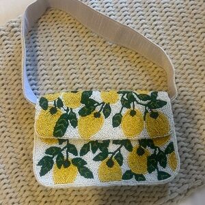 Sincerely Jules Yellow Lemon Beaded Shoulder Bag